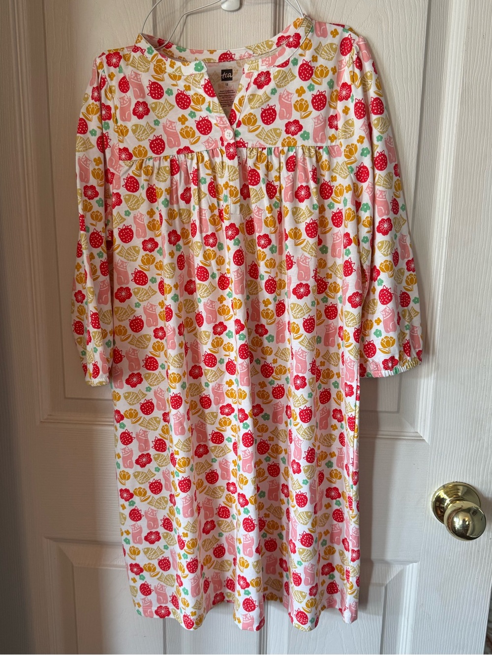 Puff Sleeve Henley Dress Size 12 by Tea.
